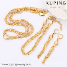 Sistemas de la joyería del oro 63604-Xuping, sistema de la joyería de cobre amarillo de la moda con el oro 18K plateado